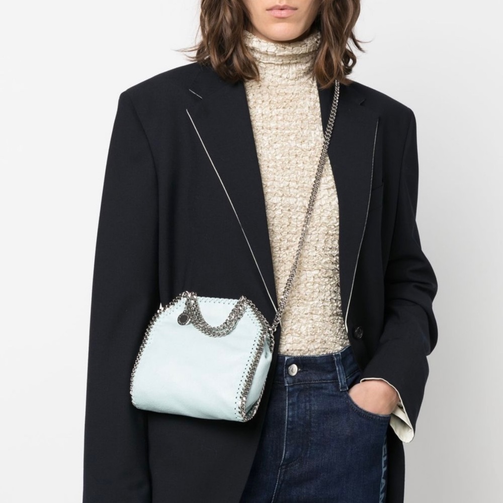 NWT Stella McCartney Falabella Tiny Tote Bag in Baby Blue Mist & Silver Hardware